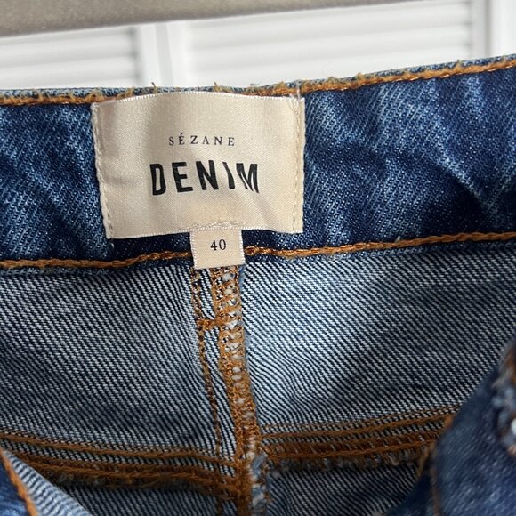 Sezane Wide Leg Jeans In Deep Blue Size 40 - Picture 2 of 4